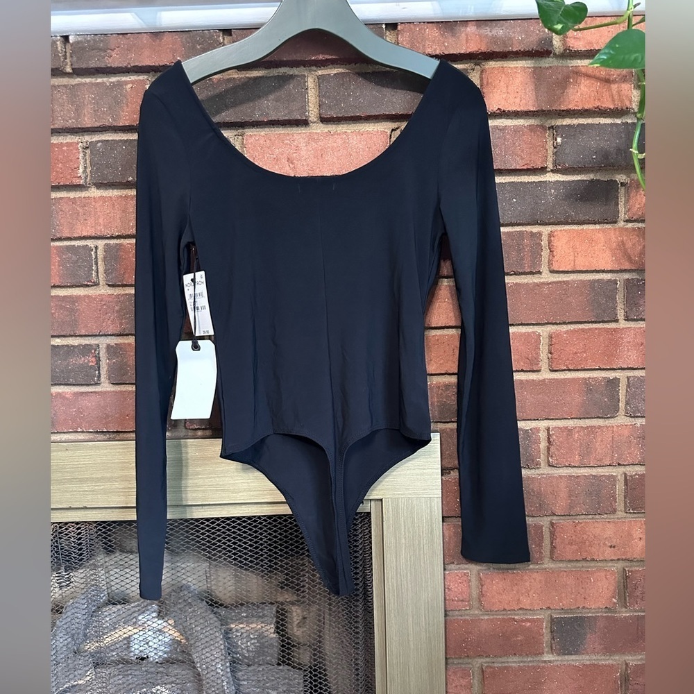 #9)  NWT Leith Scoop neck long sleeve thong bodysuit size medium.